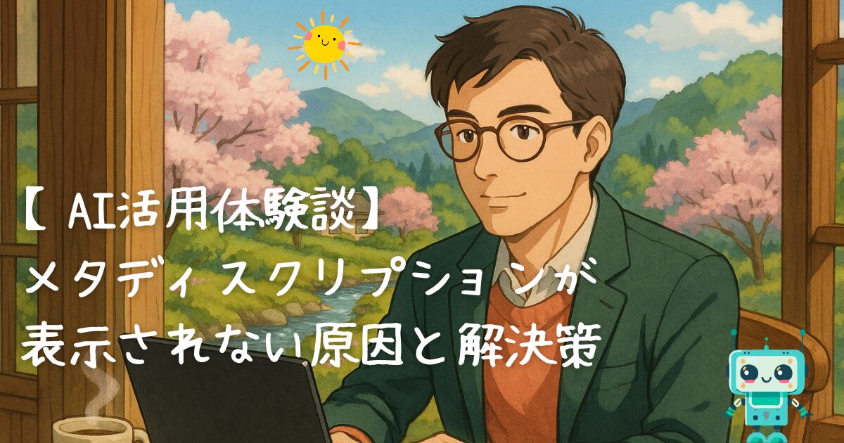 【AI活用体験談】 メタディスクリプションが 表示されない原因と解決策